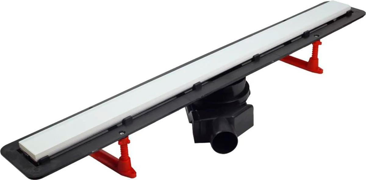 Дренажн.канал 750мм,готов к-т,сифон d50 вых.вбок 48л/мин,затвор(сухой/гидро),мин h монтажа 62мм, 2х стор.вставка цв.мат.хром/белое стекл)Confluo FraZZ