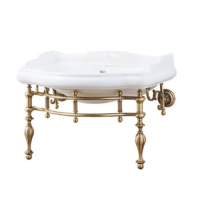 Консоль напольная металл., в комплекте с керамической раковиной с 3 отв.д/смесит. с переливом, 745х545хh925мм, (цв. бронза), Caprigol ZZ