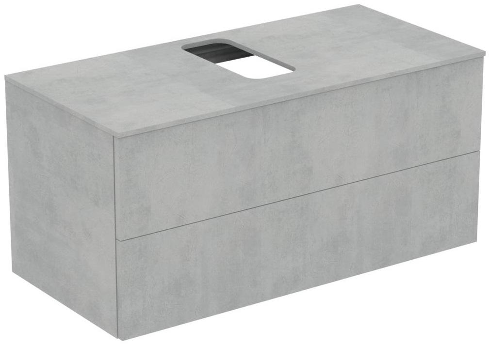 Тумба подвесная 1000х500хh502мм, 2 нажимн.ящика, со столешн. и вырезом д/рак,крепёж в компл,(цв.серый камень), Adapto ZZ