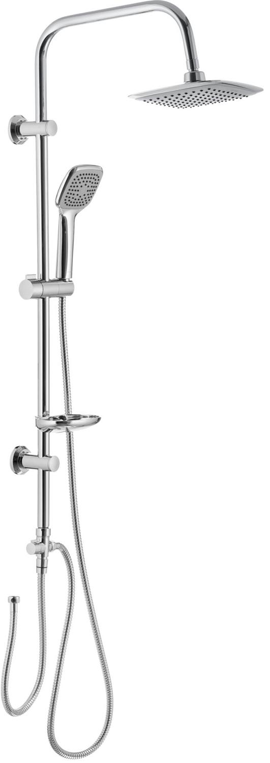 Душевой гарнитур: верхний душ 19.6x19.6см, ручной душ, стойка, шланги, мыльница в компл., (цв.хром), 800 ZZ