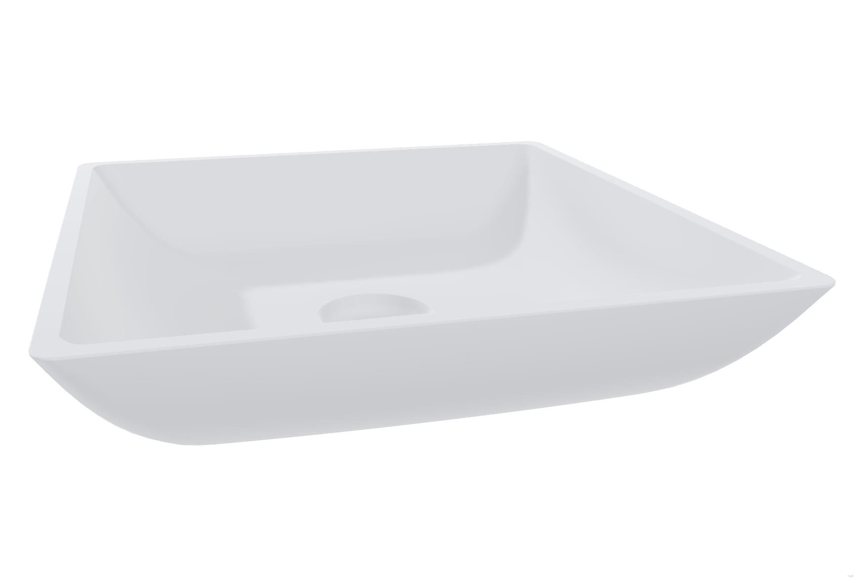 Раковина накладная на столешн, квадрат.380х380хh85мм, без отв.д/смес, без перелива, литой камень S-Sense, глянец цв. белый, Callista 04 ZZ