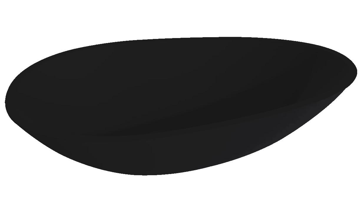 Раковина накладн. на столешн,овал.580х345хh140мм,без отв.д/смес,без перелива,литой камень S-Stone, матов цв.RAL9005 черный темный полностью, Paola ZZ