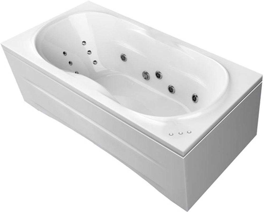 Ванна 190х90х63см с г/м, масс.спины, масс.ног 4 форс, на раме, фронт панель, слив/перелив,эл.кн.GNT, (хром), Demetra ZZ