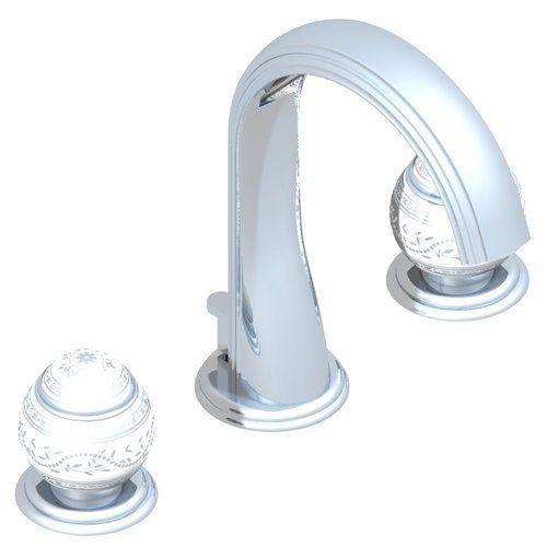 Смеситель для раковины на 3 отв. с д/к (цв. хром), ручки (цв. белый / платина), Marquise blanc decor platine ZZ