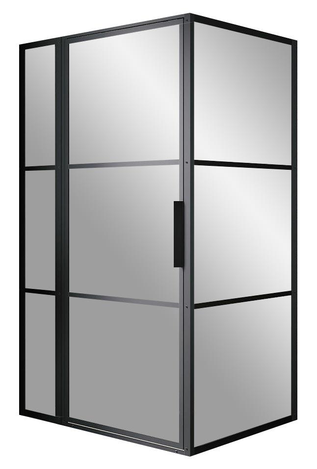 Душевой уголок 1200х1000хh2000мм, прямоуг., правый/левый, распашная дверь, (стекло прозрачное 6мм, фурн.цв.черный), Grid ZZ