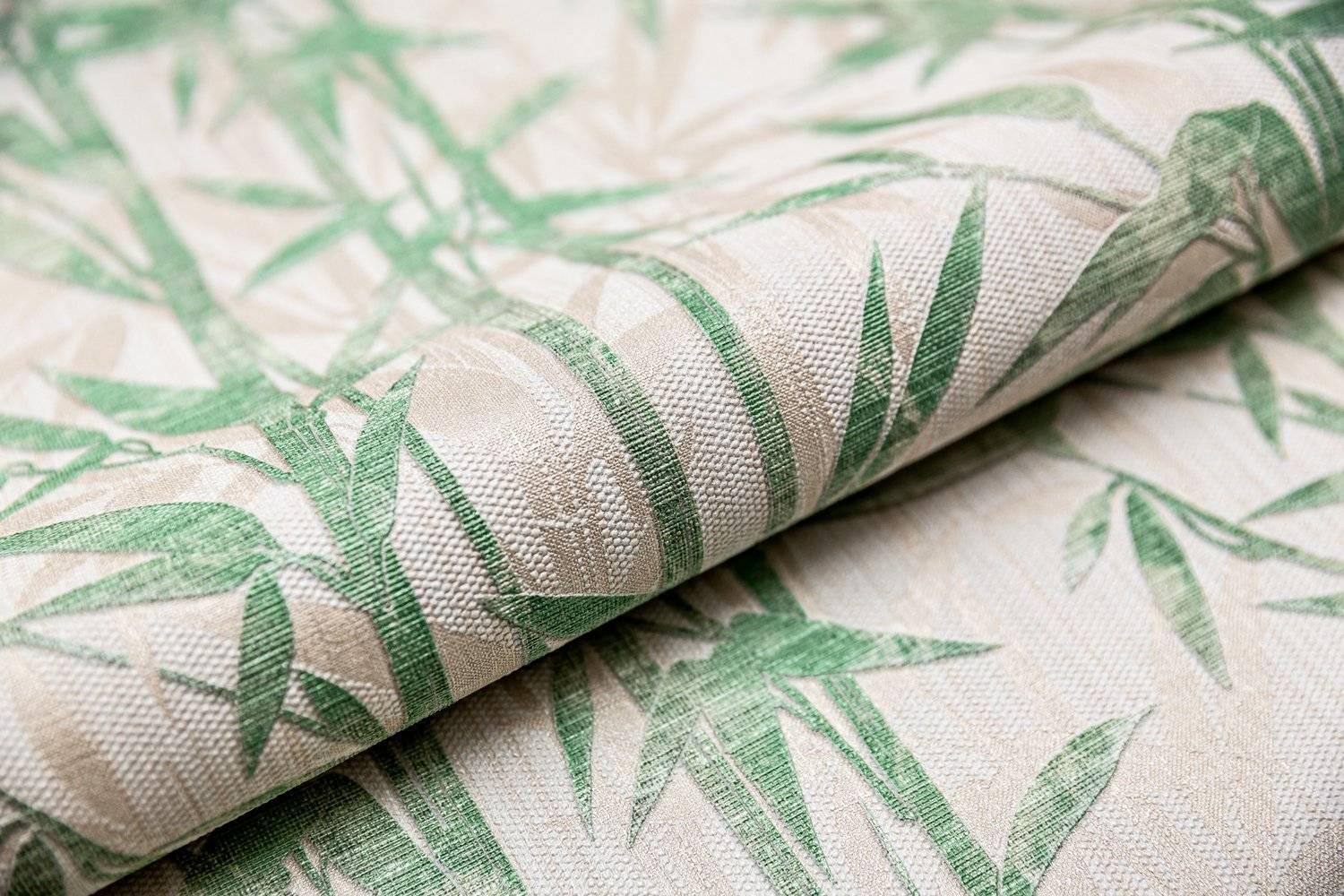 Обои виниловые Бамбук мотив, беж светлый-зеленый ZZ