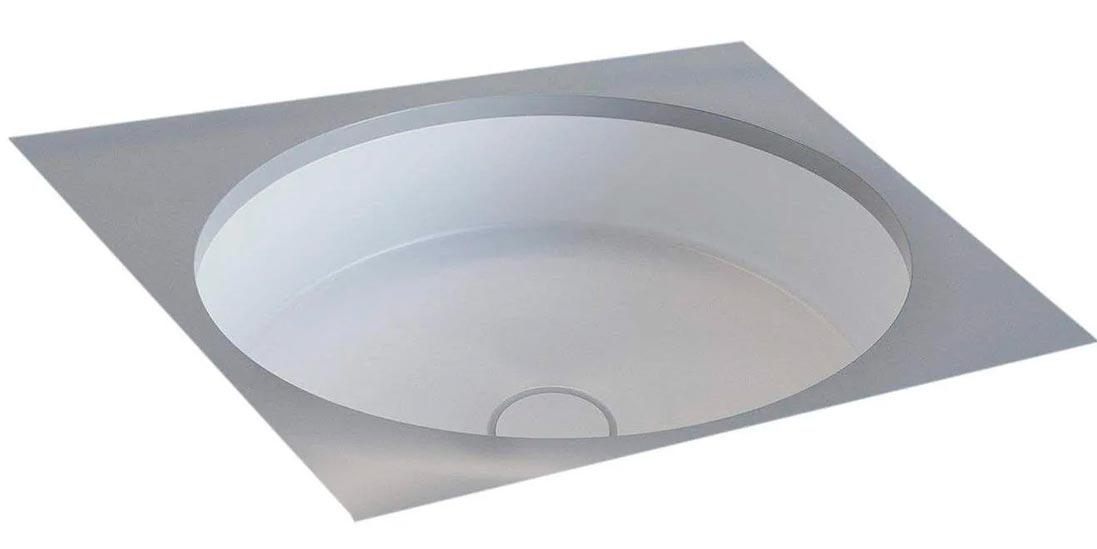 Раковина встраив.в столешн.снизу,круглая 420х420хh128мм,без отв.д/смес,без перелива,без донного клапана,литой камень S-Stone мат,цв.белый, Marea 04 ZZ