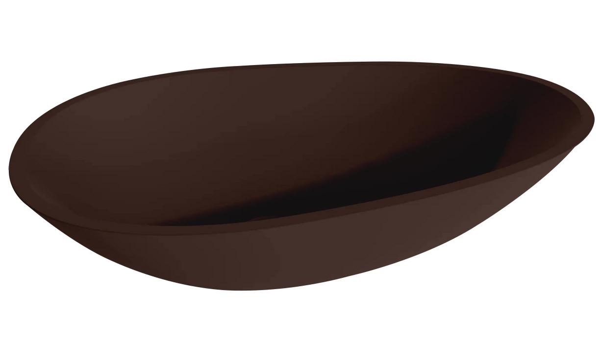 Раковина накладн. на столешн,овал.580х345хh140мм,без отв.д/смес,без перелива,литой камень S-Stone, матов цв.RAL8017 коричн.шоколад полностью, Paola ZZ