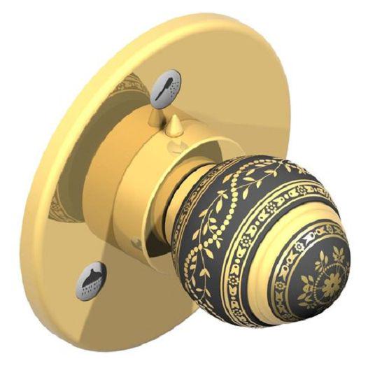 Распределитель потока воды на 3 потребителя воды, встр. в стену, с внутр.частью (резьба вход 3/4, выход 1/2), (цв. зол (Dore)) Marquise gold decor ZZ