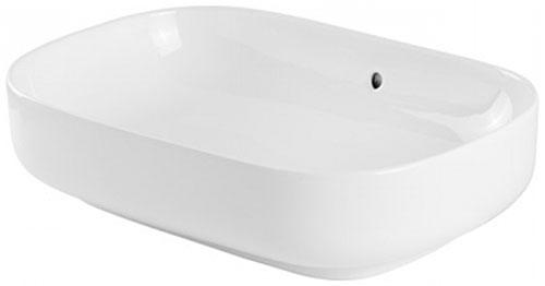 Раковина накладная на столешницу, овальная, 60х40хh15см, с тонким краем, без отв.д/смесителя, с переливом, Sanibold ZZ