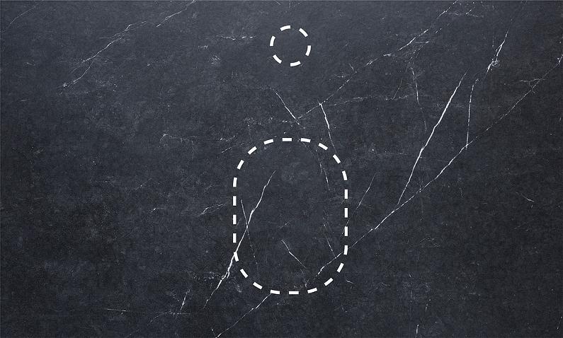 Столешница 811х470хh10мм, для тумбы 800мм, с отверстиями для смесителя и сифона, (Granite Black Olive Light Lappato, цв.черный), La Fenice Terra ZZ