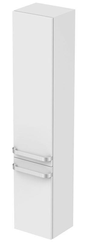 Пенал 350х300х1735cм, петли слева, 2-ве дверцы, 3+1 стеклянные полки, крепёж в комп., БЕЗ РУЧКЕК арт.R4355хх, (цв.бел.глянц.), Tonic II ZZ