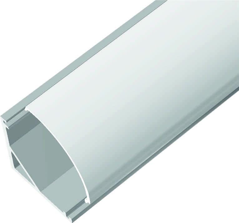 Декоративный угловой полукруглый алюминиевый профиль с анодированным покрытием, в комплекте с рассеивателем, 16*16*2000 мм ZZ