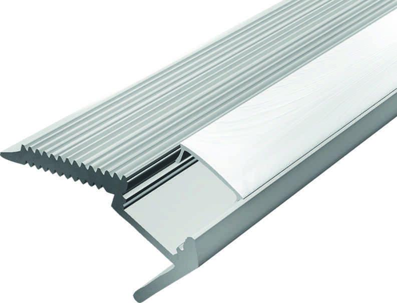 Профиль для ступени с анодированным покрытием, в комплекте с рассеивателем, 48*27*2000 мм