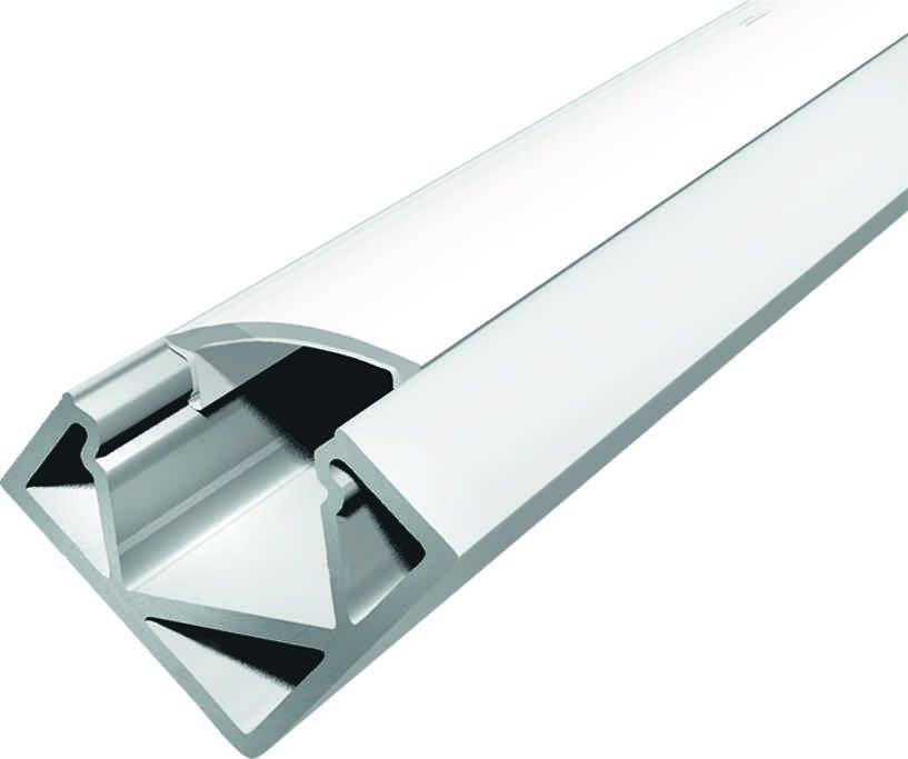 Декоративный угловой полукруглый алюминиевый профиль с анодированным покрытием, в комплекте с рассеивателем, 19*19*2000 мм ZZ