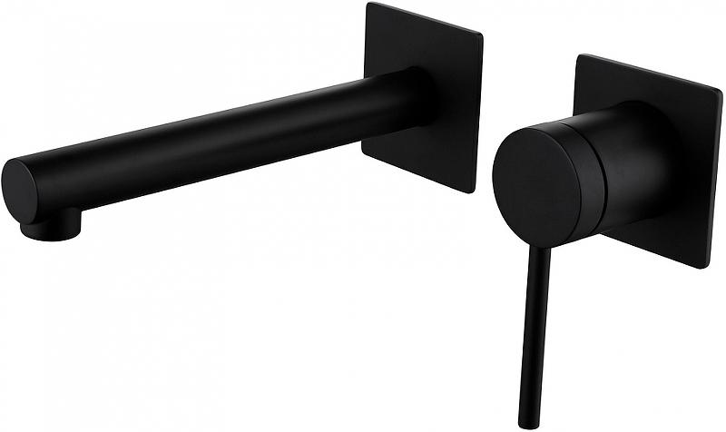 Смеситель для раковины, встраиваемый в стену, внутрен. часть в компл., (цв.черный матовый), Emotion ZZ