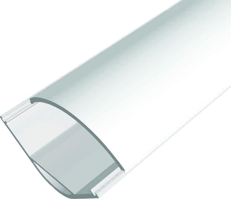 Декоративный угловой полукруглый алюминиевый профиль с анодированным покрытием, в комплекте с рассеивателем, 30*30*2000 мм