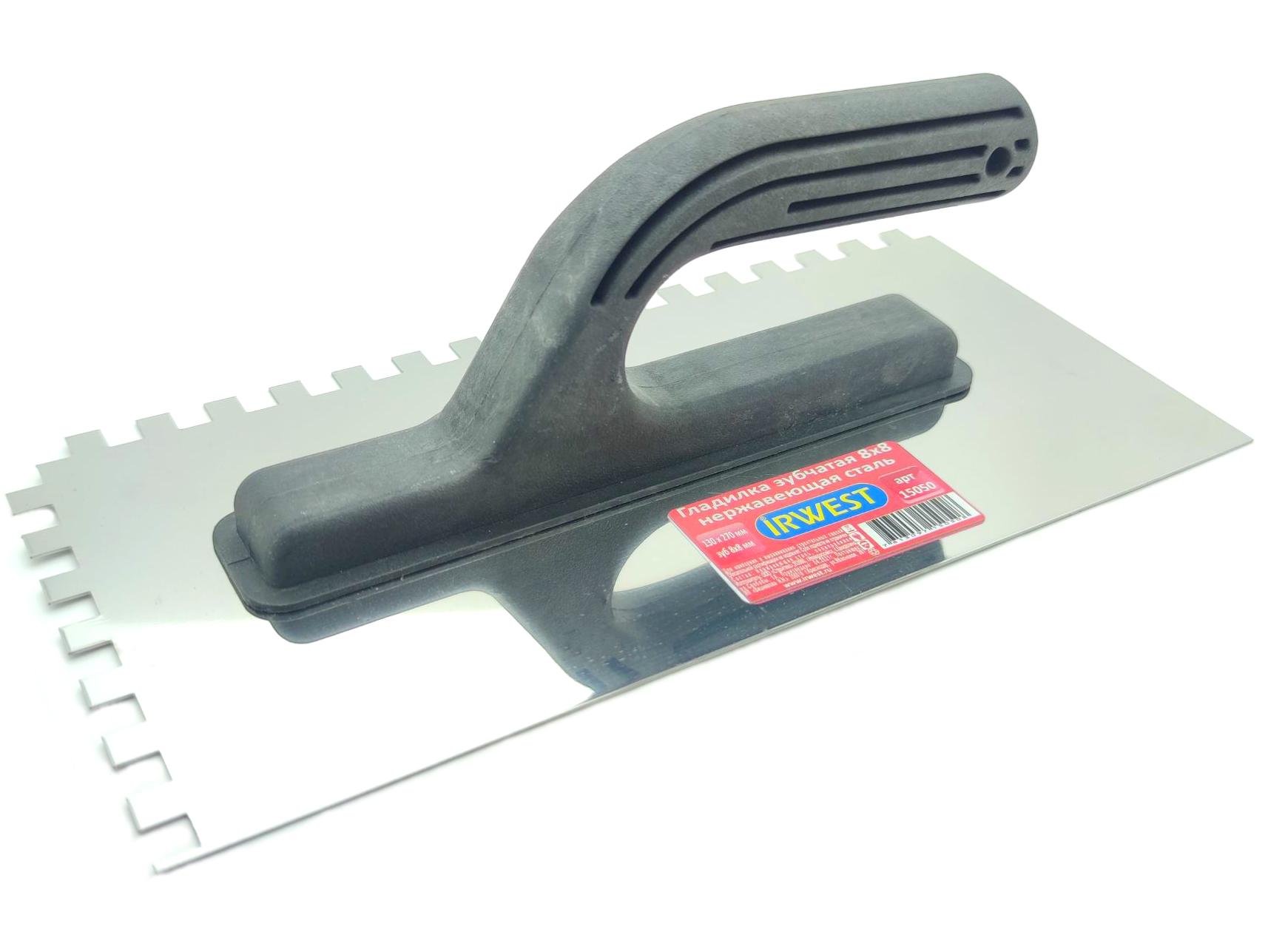 Гладилка зубчатая 130 х 270 мм., зуб 6х6 мм. Нержавеющая сталь