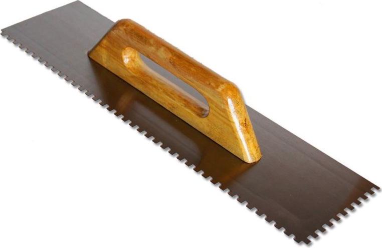 Гладилка зубчатая 130 х 480 мм., зуб 10х10 мм. Нерж,сталь, дерев. ручка