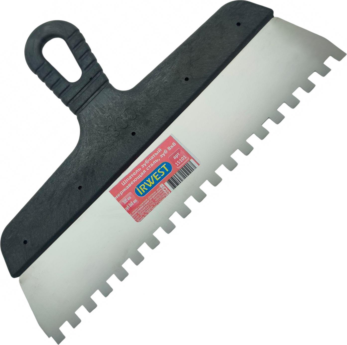 Шпатель зубчатый 10х10, полотно нерж. сталь 300 мм