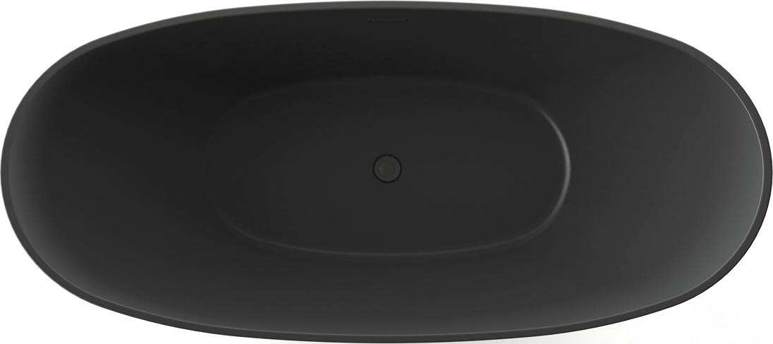 Ванна акриловая GLASGOW 1800х800х665 мм свободностоящая, слив-перелив по центру, с сифоном и каркасом, цвет черный, ZZ