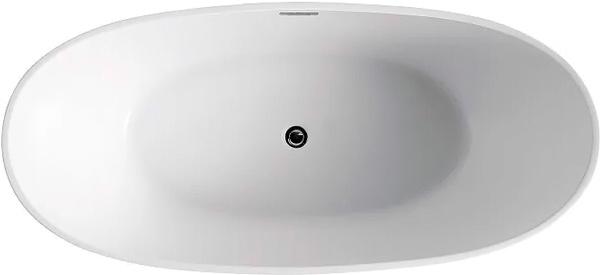 Ванна акриловая GLASGOW 1660х780х665 мм свободностоящая, слив-перелив по центру, с сифоном и каркасом, цвет белый, ZZ