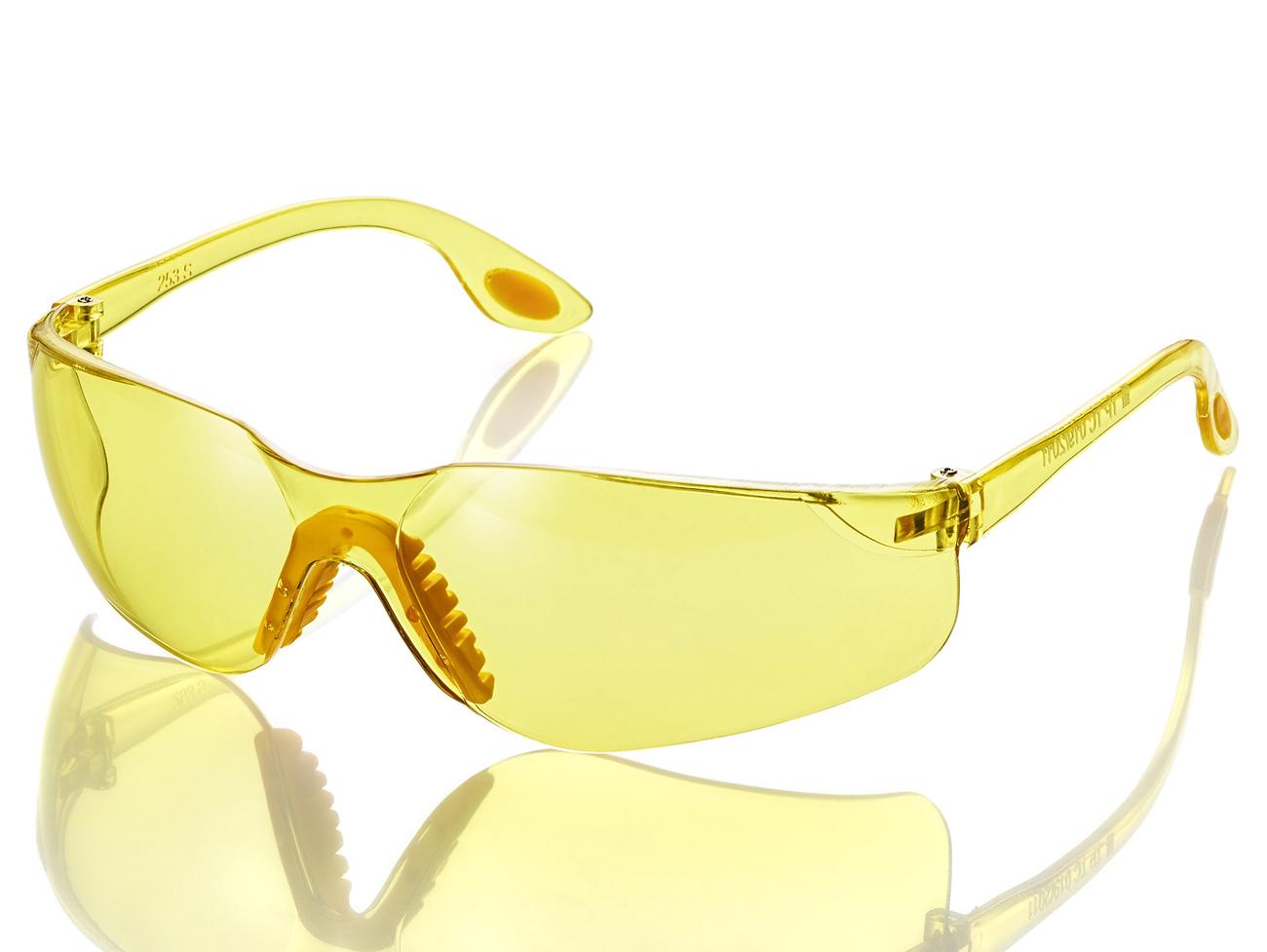 Защитные очки желтые (арт 702), дужки с силиконовыми вставками