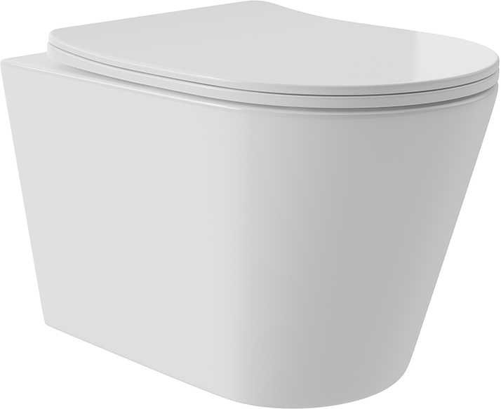 Унитаз подвесной 520х365мм, безободковый, смыв Tornado, сиденье с микролифтом, крепёж в компл., (цв.белый глянец), Cone Tornado ZZ