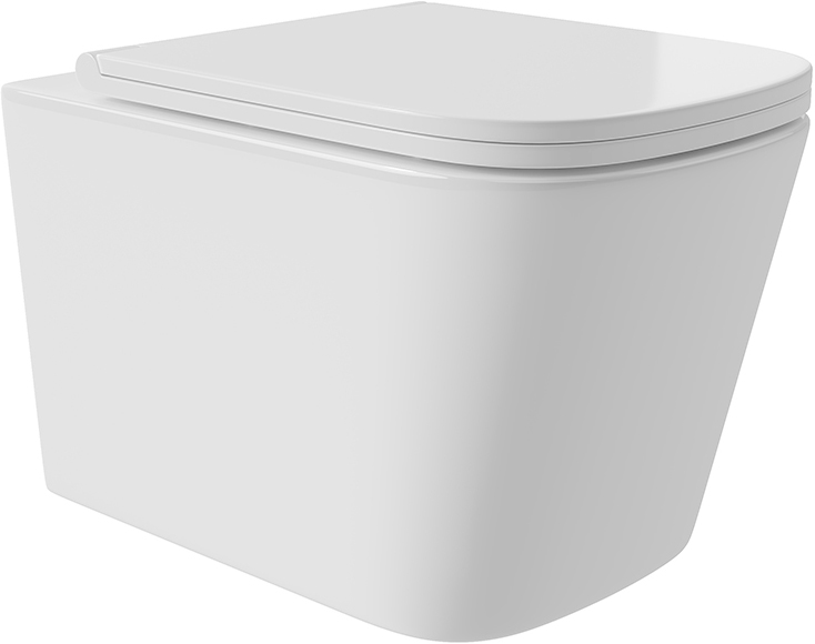 Унитаз подвесной 525х345мм, безободковый, смыв Tornado, сиденье с микролифтом, крепёж в компл., (цв.белый глянец), Macio Tornado