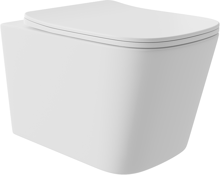 Унитаз подвесной 525х345мм, безободковый, смыв Tornado, сиденье с микролифтом, крепёж в компл., (цв.белый матовый), Macio Tornado ZZ