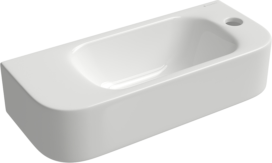 Раковина мини, подвесная / накладная, прямоуг, 500x215хh110мм, 1 отв.д/смесит., Правая, без перелива, (цв.белый глянец), Pequeno ZZ