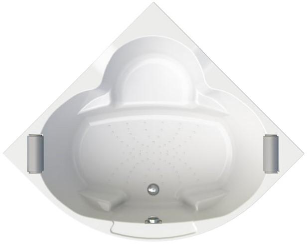 Ванна "СОРРЕНТО 140х140", каркас, подголовник - 2 шт.,фронт. панель, декор. фронт. молдинг (бронза), слив-перелив полуавтомат (бронза), ступень радиал