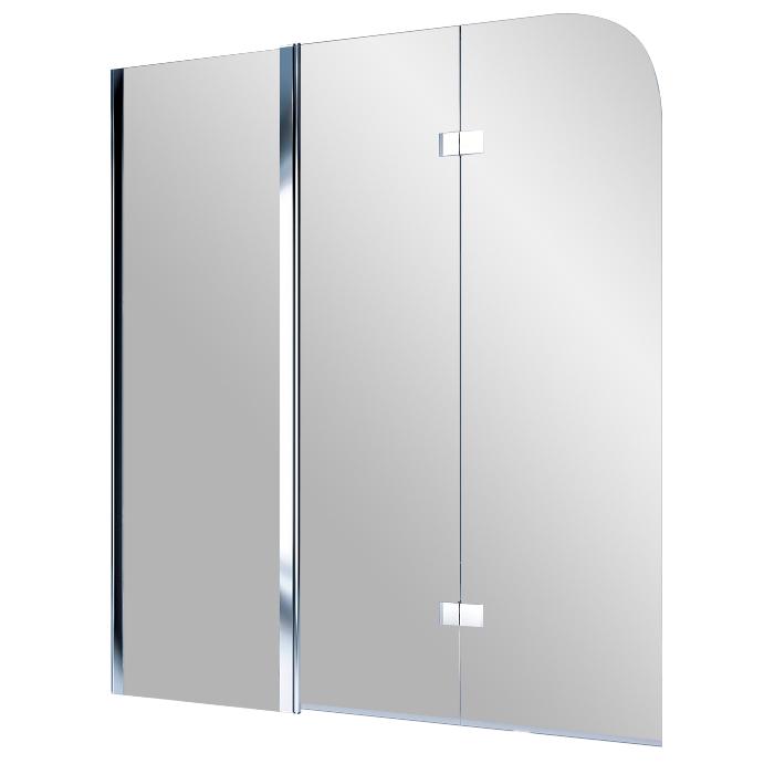 Шторка на ванну QP96(left) трех элемент 1500x1400 chrome; clear