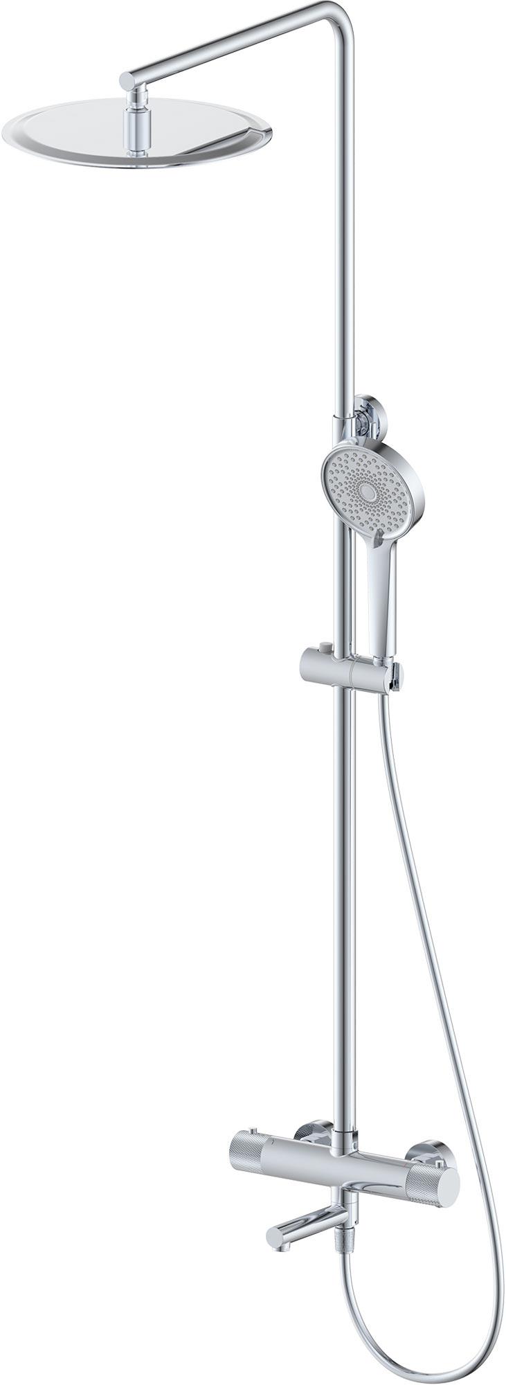 Смеситель-термостат для ванны(душа), со стационарным верхн.душем d30см., душевая лейка, шланг в компл., (цв.хром), Y-LINE ZZ