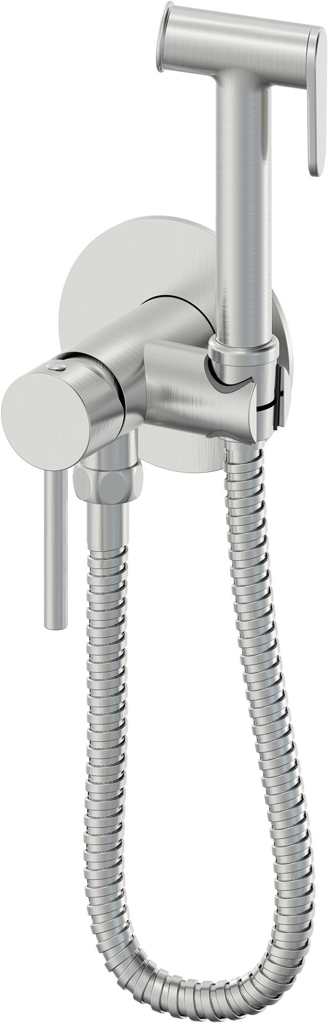 Смеситель совмещённый с гигиеническим душем, готовый комплект: лейка, шланг, скрытая часть, (цв.брашированный никель), Y-LINE ZZ