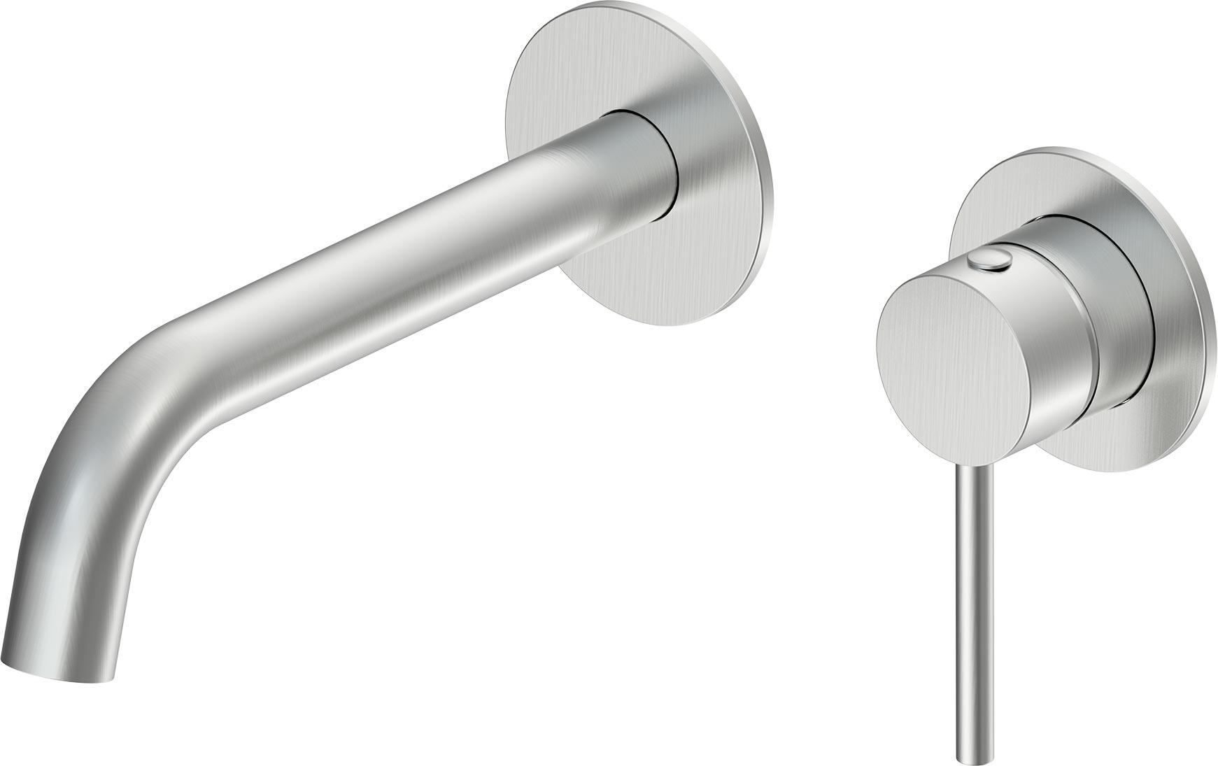 Смеситель для раковины, встраиваемый в стену, излив 195мм, (цв.брашированный никель), Y-LINE ZZ