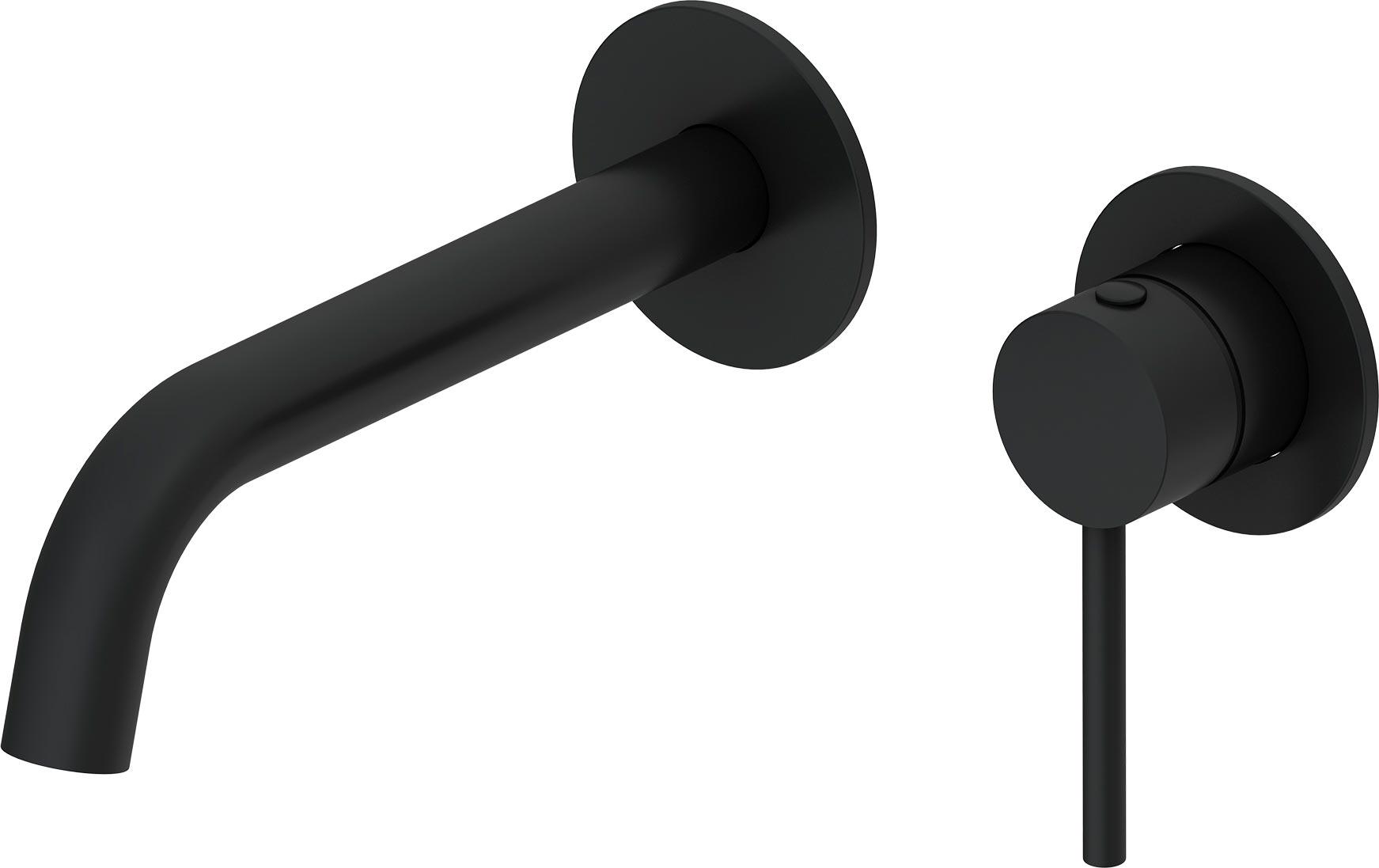 Смеситель для раковины, встраиваемый в стену, излив 195мм, (цв.черный матовый), Y-LINE ZZ