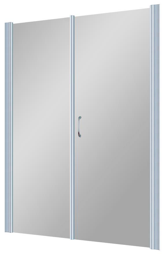 Дверь в нишу EP-F-2, 150x190 см, правая, распашная с неподвижным элементом, профиль матовый хром,дверь - стекло прозрачное,стационар - стекло сатинZZ