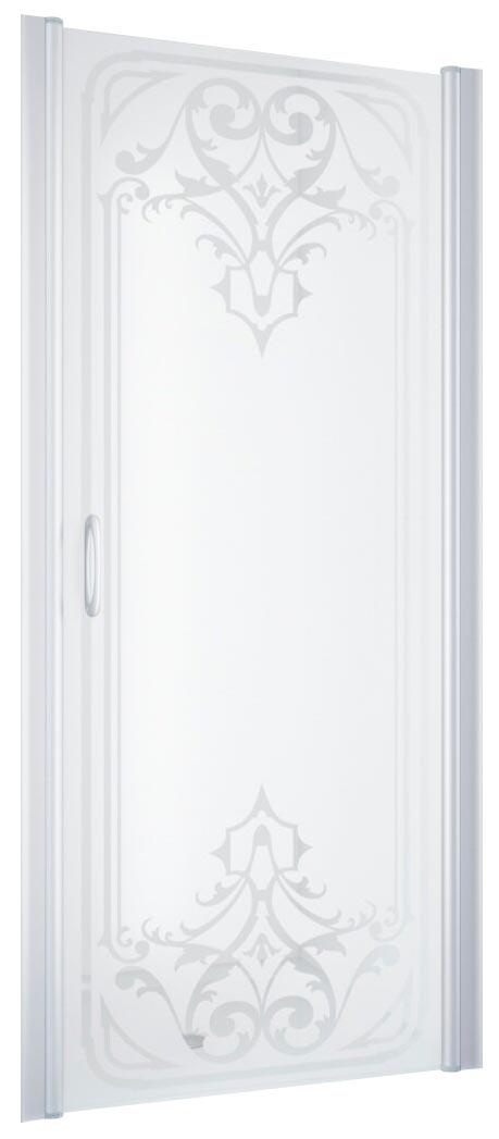 Дверь в нишу EP, 95*190 см, профиль мат.хром, стекло узорчатое "ARTDECO01" ZZ