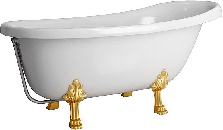 Ванна из искусственного камня Салерно 168x80x65 см белая, ножки золото ZZ