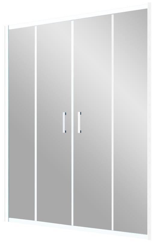 Дверь в нишу Z2P, 170*190 см, двухстворчатая раздвижная, профиль белый, стекло шиншилла ZZ