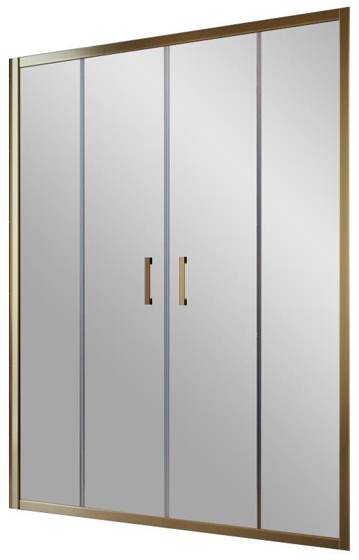 Дверь в нишу Z2P, 220x190 см, двухстворчатая раздвижная, профиль бронза, стекло прозрачное ZZ