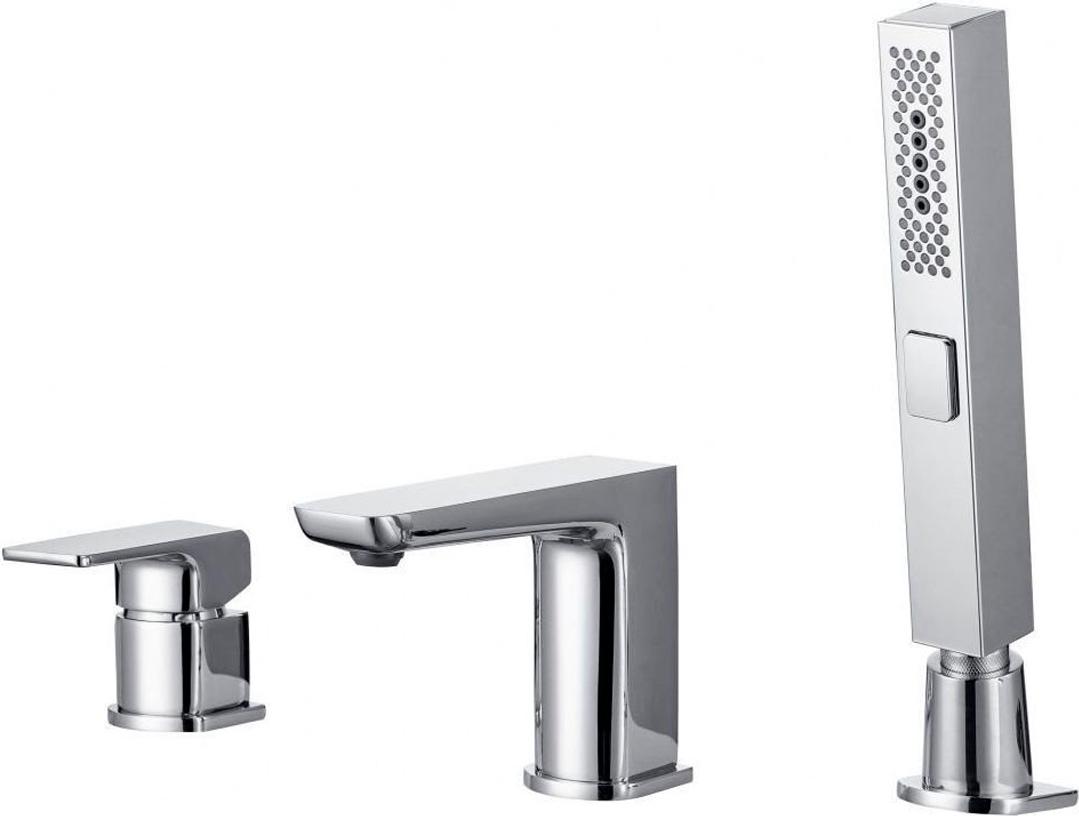 Смеситель для ванны, встраиваемый в борт, на 3 отверстия, с душ.гарнитуром и внутр.частью, (цв.хром), Infinity ZZ