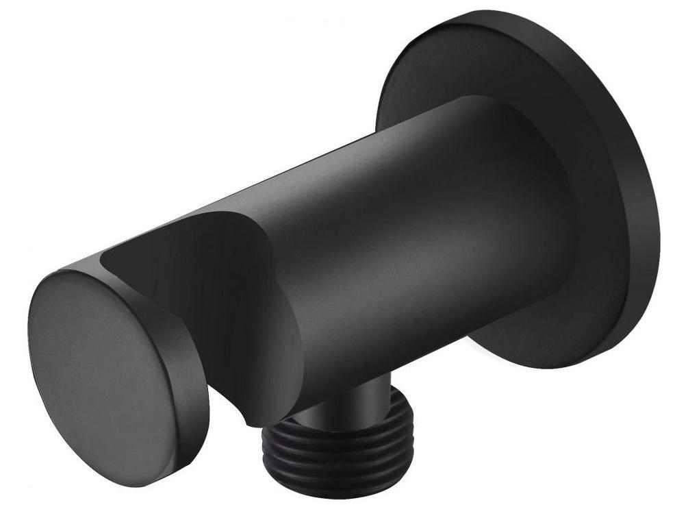 Кронштейн для ручного душа, совмещённый со шланговым подсоед. 1/2, (цв. черный матовый), Priority ZZ