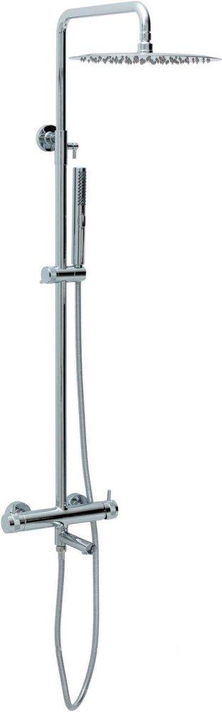 Смеситель для ванны/душа, со стационарным верхним душем d300мм., поворотный излив, душевая лейка, шланг в компл., (цв.хром), Priority 3.0 ZZ