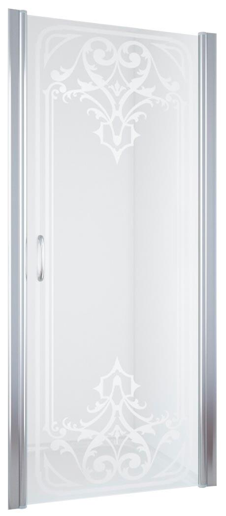 Дверь в нишу EP, 95*190 см, профиль гл.хром, стекло прозрачное, матовый декор " ARTDECO D2" ZZ