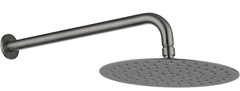 Душ верхний, стационарный, круглый d300мм, G 1/2, антикальц., стеновой кронштейн 430мм, (латунь цв.графит браш), Priority ZZ