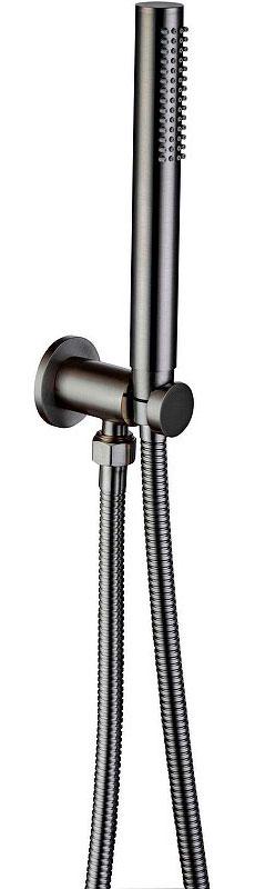 Душевой гарнитур: лейка, шланг 1500мм, кронштейн совмещенный со шланговым подсоединением, (цв.графит браш), Priority ZZ