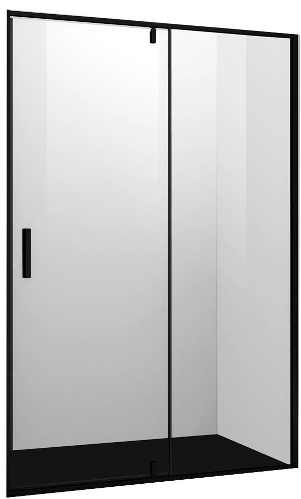 Душевая дверь распашная в нишу Wasserkraft Elbe 74P12, 100x200 см, профиль черный, стекло прозрачное ZZ