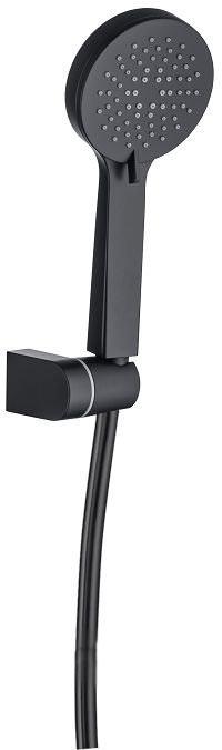 Душевой гарнитур: лейка, шланг 1500мм, кронштейн, (цв.черный матовый), Eclipse ZZ